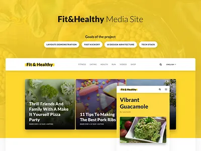 Media Site Template atomic design components health healthy healthy lifestyle homepage news portal training ui ui ux yellow