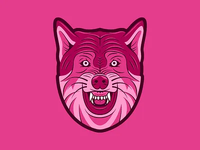 Pinkwolf head mascot pink wolf