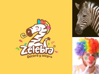 Zelebra Decora Logo | Zebra animal animal art animal character brand branding illustration jungle kids leon letter logo logotipe party peru safari typography yellow z zebra zoo