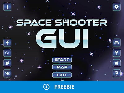 Free Space Shooter GUI 2d game game assets gamedev gaming gui space shooter