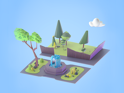The Makata 3D Park 3d 3dmodel building building design city garden illustration map ui maps octane octanerender park