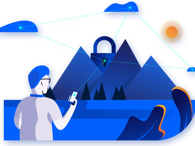 Secure Cloud Storage design illustration vector web