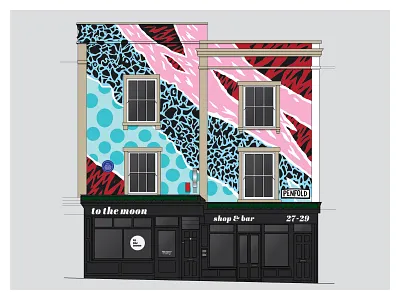 To The Moon Cocktail Bar - Bristol bar bristol cocktail cocktail bar front of house graffiti house illustration moon vector