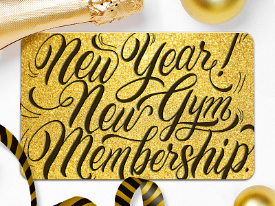 New Year champagne custom type fitness gym hand drawn type illustration lettering new year resolution script type typography