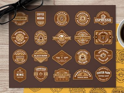 Free Coffee Shop Logo (part 1) badge coffee free freebie logo shop template vector