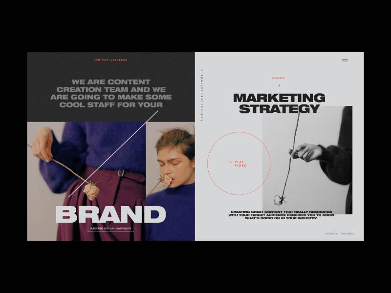 Content Universe Homepage Services Section Animation agency anim animation art concept content design grid interaction interface models motion photo promo services typography ui ux web website