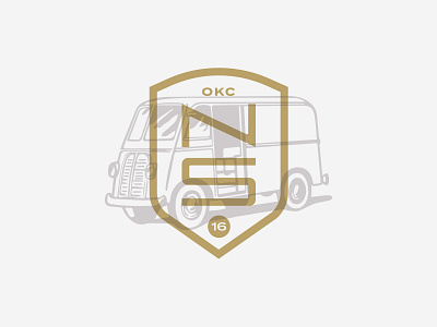 NS Van badge branding crest design gold illustration logo shield truck van