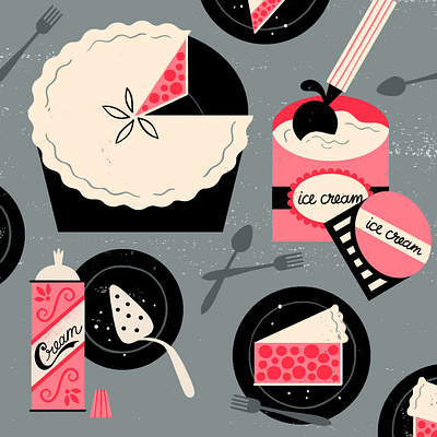 A La Mode a la mode color design dessert food ice cream illustration lifestyle pie spot illustration