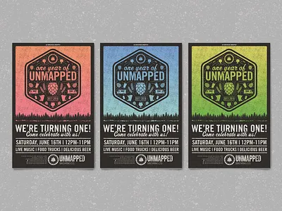 Unmapped Anniversary Posters beer illustration poster poster design unmapped brewing company