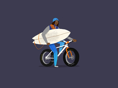 Adventure! adventure climber illustration mountain bike surf board