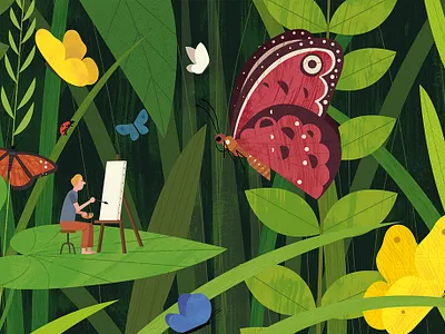 Butterflies art butterfly fantasy giant grass insect paint