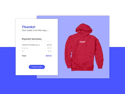 Daily UI #017 / Email Receipt 017 adobe xd blue challenge clothing daily 100 challenge daily ui design email receipt hoodie illustration payment purple receipt red thanks track your order typography ui vector
