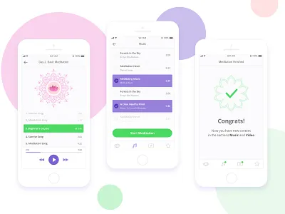 Meditation App iOS app design ios media player meditation mobile music player ui user interface