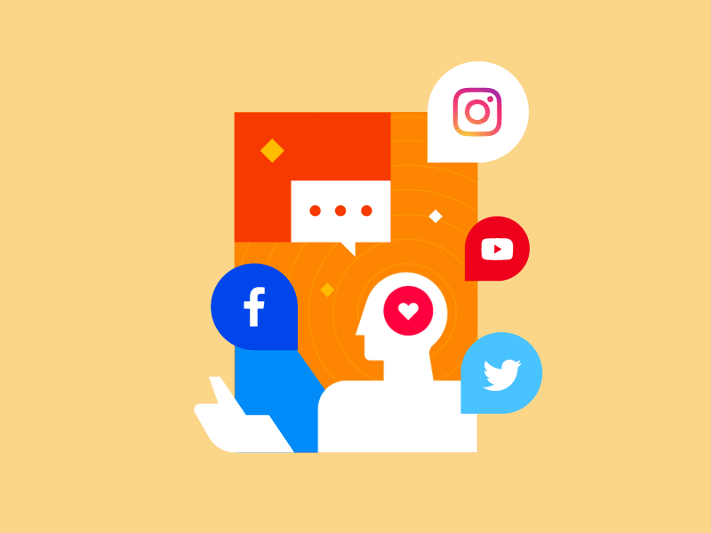 Social Intergration animation digital facebook gif illustration instagram media social twitter ui ux vector youtube