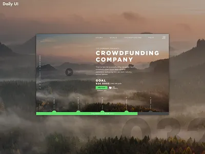 Daily UI Challenge #032 | Crowdfunding Campagne adobexd color creative crowdfunding dailyui design flat graphics illustration minimal typography ui ux web webdesign website