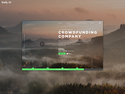 Daily UI Challenge #032 | Crowdfunding Campagne adobexd color creative crowdfunding dailyui design flat graphics illustration minimal typography ui ux web webdesign website