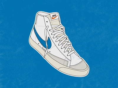 Blue Blazer '77 1970 70s design illustration nike retro shoe sneaker vector vintage