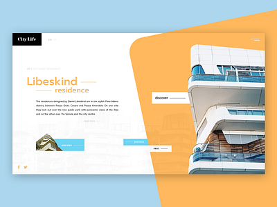 CITY LIFE Milano - details page animation architecture citylife color design graphicdesign grey interface milano minimal navigation orange ui userinterface ux webdesign