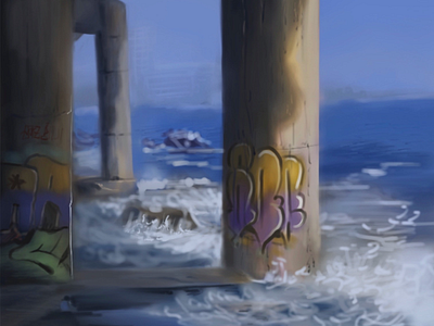 Under the bridge digital docks environment procreate