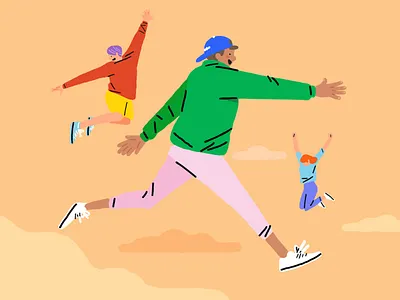 A little more exciting feelings human illust illustration jumping