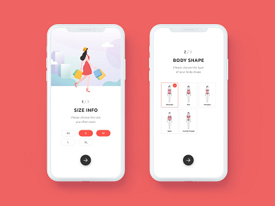 Onboarding - Personalised Fit app body shape ecommerce fashion fit illustration info measurement onboarding size ui