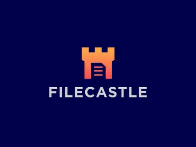 Filecastle Logo brand building castle clever concept creative file gradient house illustration logo logo designer minimal negative space paper storage top 9 top nine tower vector