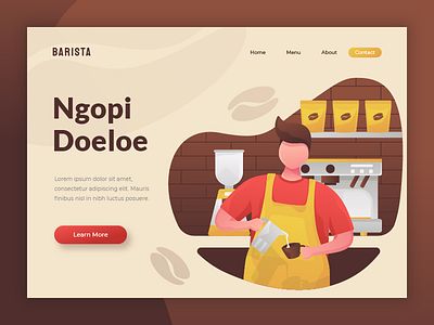 Barista - header illustration for coffee shop website barista character coffee coffee shop header hero image illustration landing page