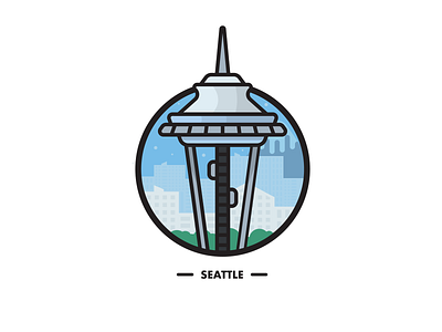 Seattle Icon city cityscape design icon illustration seattle space needle vector washington