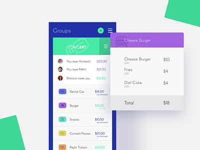 Split Bill Card adobe xd bill share bill split finance app group bill details mobile app mobile app design ui ux design user experience user interface design