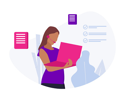 Support computer contract flat illustration insurance remote support tasks to do vector women work