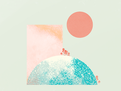 morning abstract experimental illustration morning mountain sun