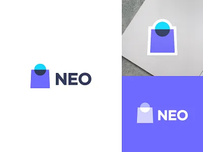 NEO Logo Design branding color overlay overlap colorful futuristic logo design logo designer minimalist modern shopping app shopping bag smart tech technology virtual mall