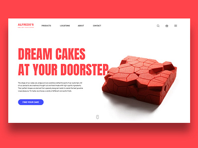 Alfredo's - Online Cake Selling Website adobe adobe photoshop cake design design trends ecommerce geometric cakes graphic design photoshop product design typography ui uiux design web design