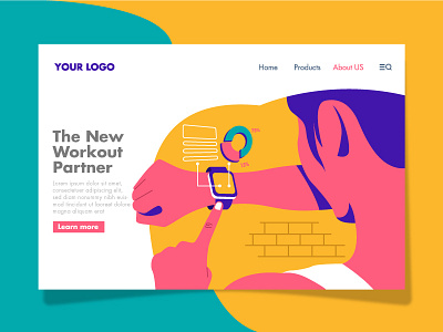 Smart Watch drawing flat design gadget illustration landing page running smart watch smartwatch vector workout