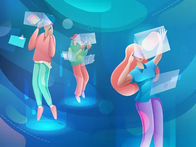 Virtual Reality ar augmented character colorful computer design digital game glasses gradient illustration people reality technology ui ux vector virtual virtual reality vr