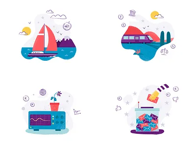 Economic forecasts illustrations business economy finance financial flat illustration money texture