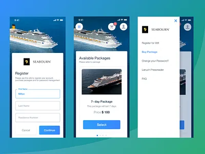 Cruise Profile blue color green illustration themes ui