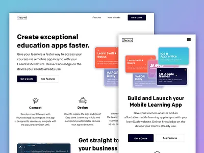 Build and Launch Your Mobile Learning App app art branding design desktop education flat homepage icon identify illustration illustrator landing page layer logo tablet ui ux web website