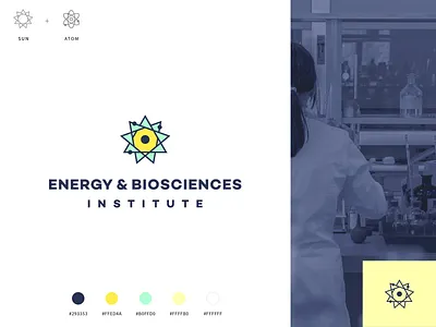 EBI Logo - Atom & Sun abstract agrib atom bioscience biosciences bp branding bright chemistry color energy identity illustration institute logo logomark mark science solar sun