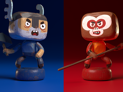 Wooden gods artdirection charactedesign character desig design lookdev toy design