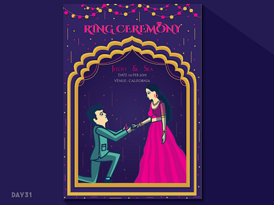 Ring Ceremony Card design adobe adobe illustrator cards design charachter design character character art clean color colors desiginspiration design dribbble flat illustration ring ringceremony vector vector art wedding card