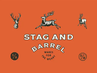 S&B Nuggets badge brand branding deer design font grunge hand drawn icon illustration logo monogram offset pen and ink stag typography vector vintage