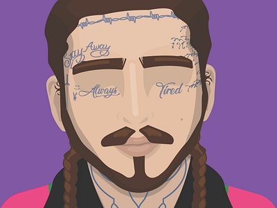 Post Malone Illustration design digital digital illustration flat flat design graphic design illustration illustrator portrait portrait art portrait design portrait illustration post malone rapper vector