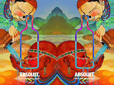 No matter where we are from we are all human absolut adobe photoshop advertisement africa artwork color concept design content creation creative design desert illustration indian culture kindness mixed media mountains nature poster poster art tribal water colors