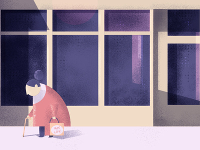 Bag Lady bag for life cafe character design coffee shop environment design geometric illustration illustrator old lady photoshop