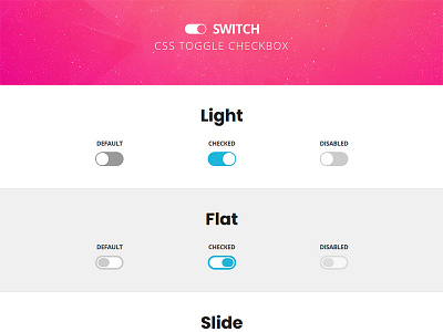 Switch - CSS Toggle Checkbox athenastudio checkbox classic color default disabled flat light slide switch toggle