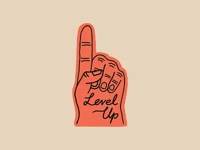 Level Up Foam Finger design foam finger graphic design illustration lettering merch photoshop raster sports texture type typography