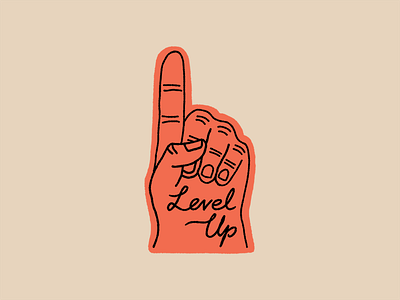 Level Up Foam Finger design foam finger graphic design illustration lettering merch photoshop raster sports texture type typography