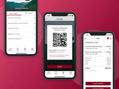 Digital Ticket cart clean design digital ticket eticket information mountain online purchase purchase redesign resort ticket ui