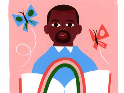 Levar Burton - Reading Rainbow butterfly color design editorial fan art gouache icon illustration kidlit levar burton lifestyle pbs portrait rainbow reading rainbow spot illustration